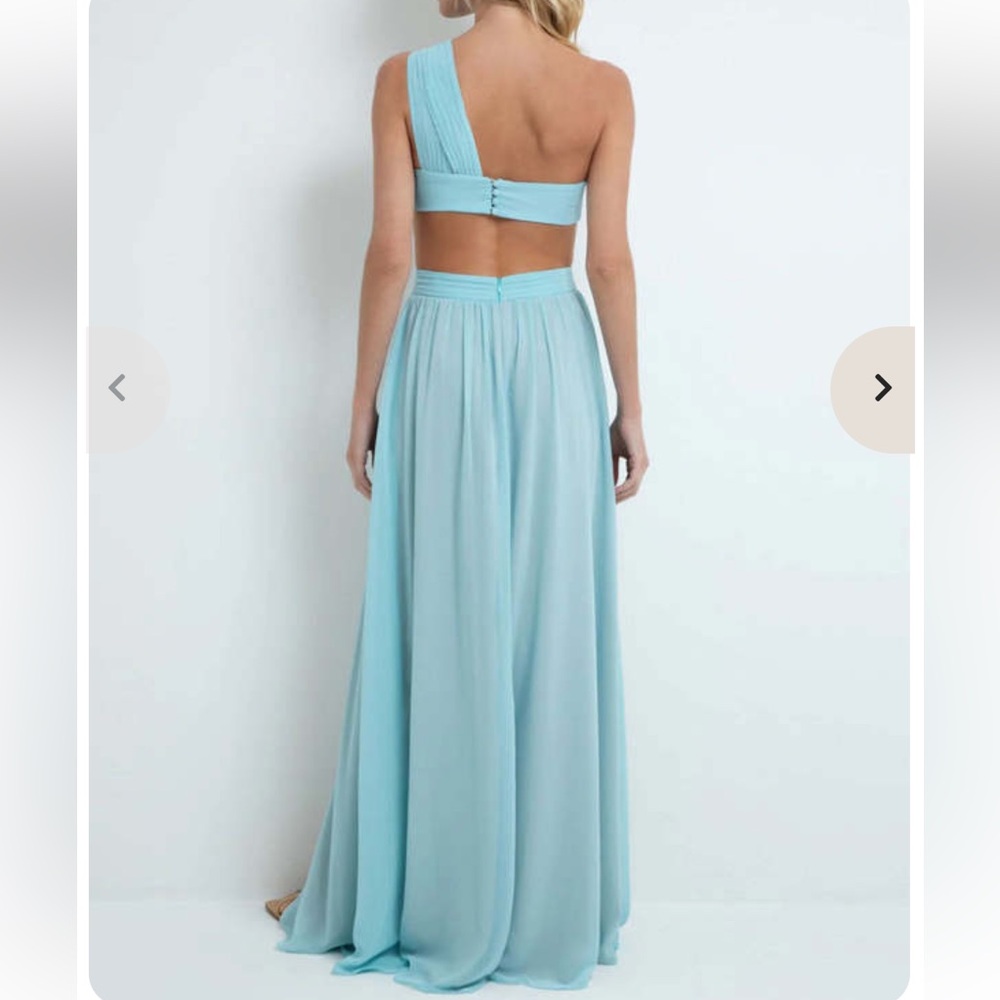 PatBO NWT Flower Appliqué One Shoulder Gown- Island Blue - Picture 3 of 10